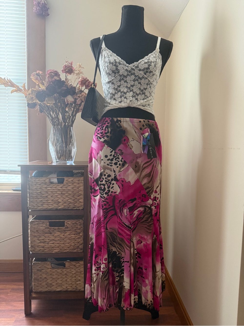 Y2K Euro Summer Zara Larsson Energy Pink Watercolor/Animal Print Maxi Skirt